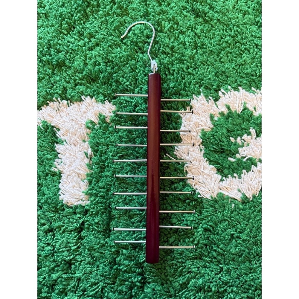 Unbranded Tie Rack Organizer Unisex OS Mahogany Good Wood Metal 20 Pegs